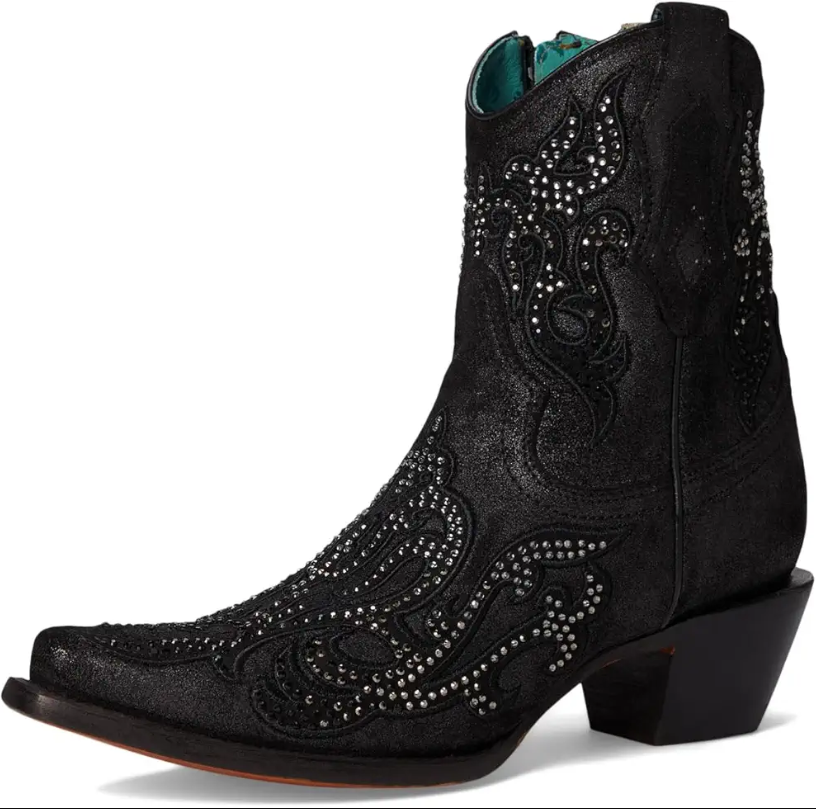 Embroidery & Zipper Ankle Boot
