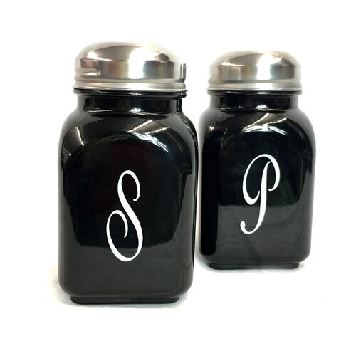 Vintage Monogram Salt & Pepper Shakers in Black