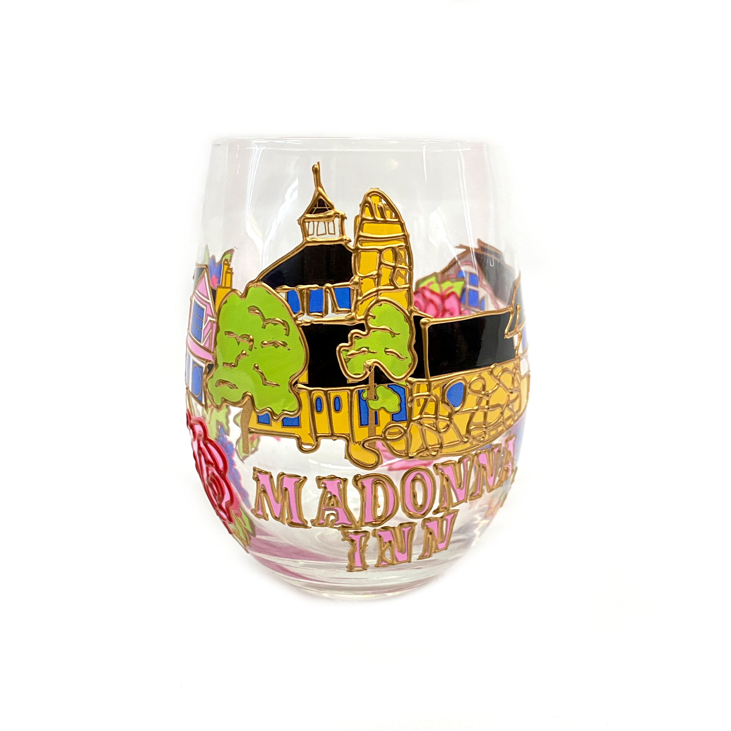Hand Painted Stemless Wine Glass
