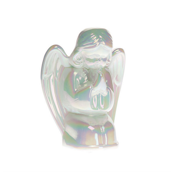 Glass Angel in White Milk Luster