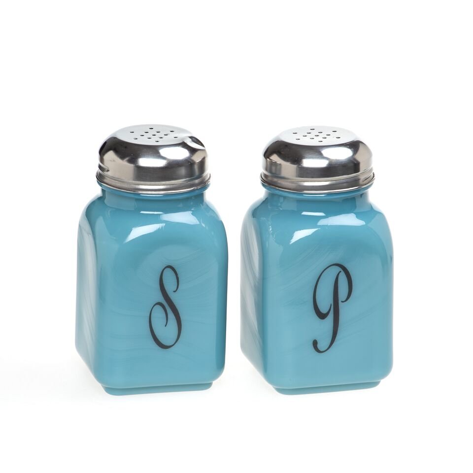 Vintage Monogram Salt & Pepper Shakers in Georgia Blue