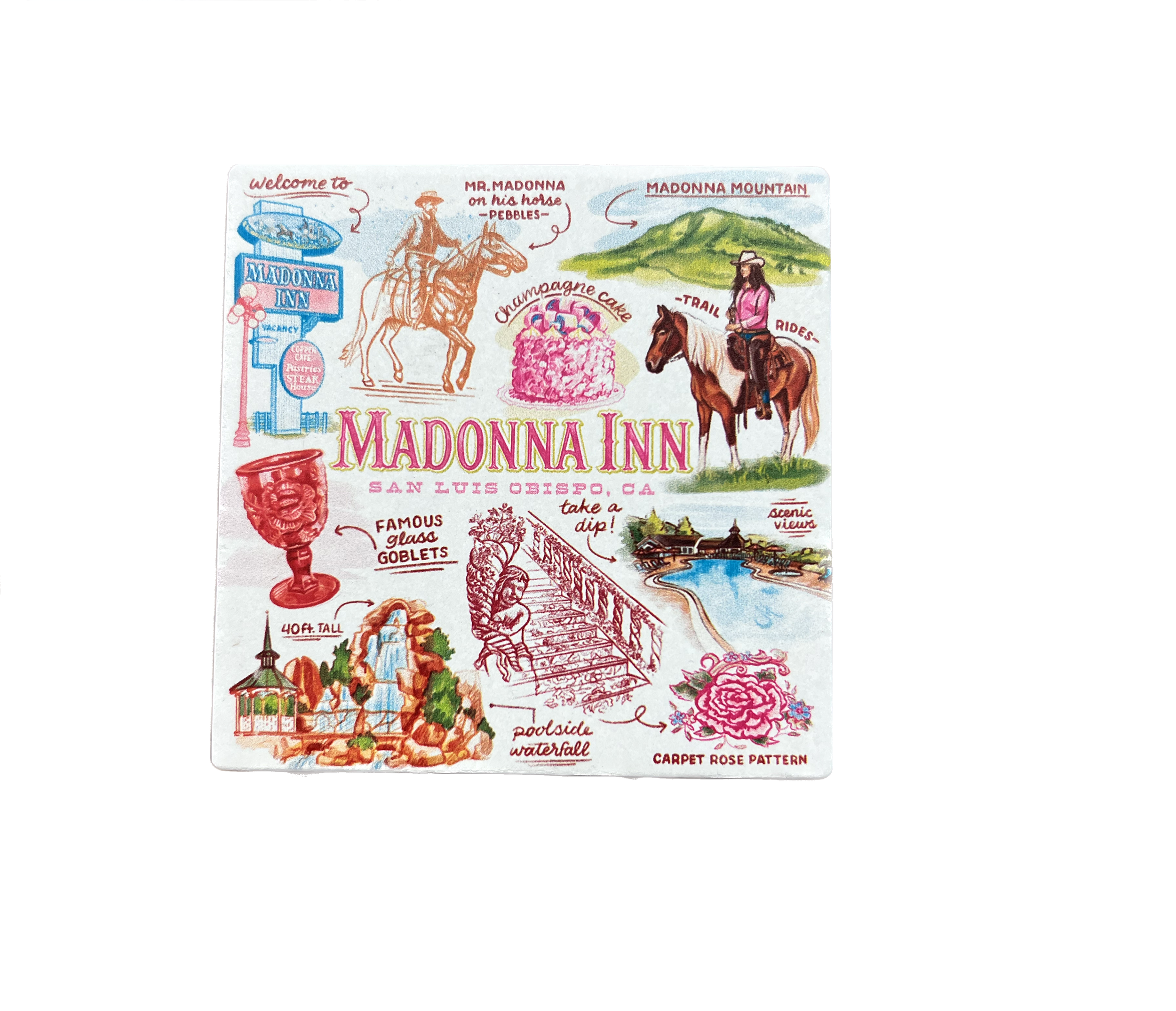 Madonna Inn Stone Storytelling Coaster