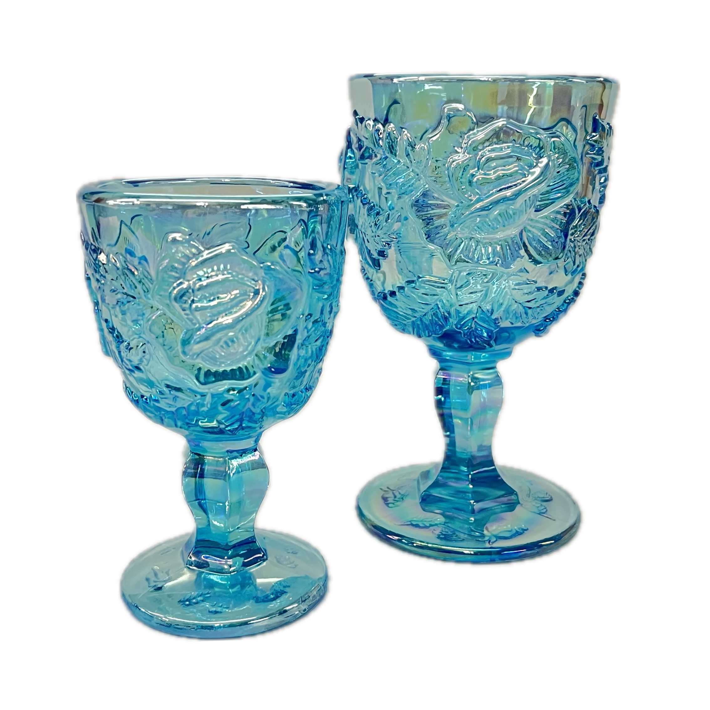 Buffett Blue Luster Goblet
