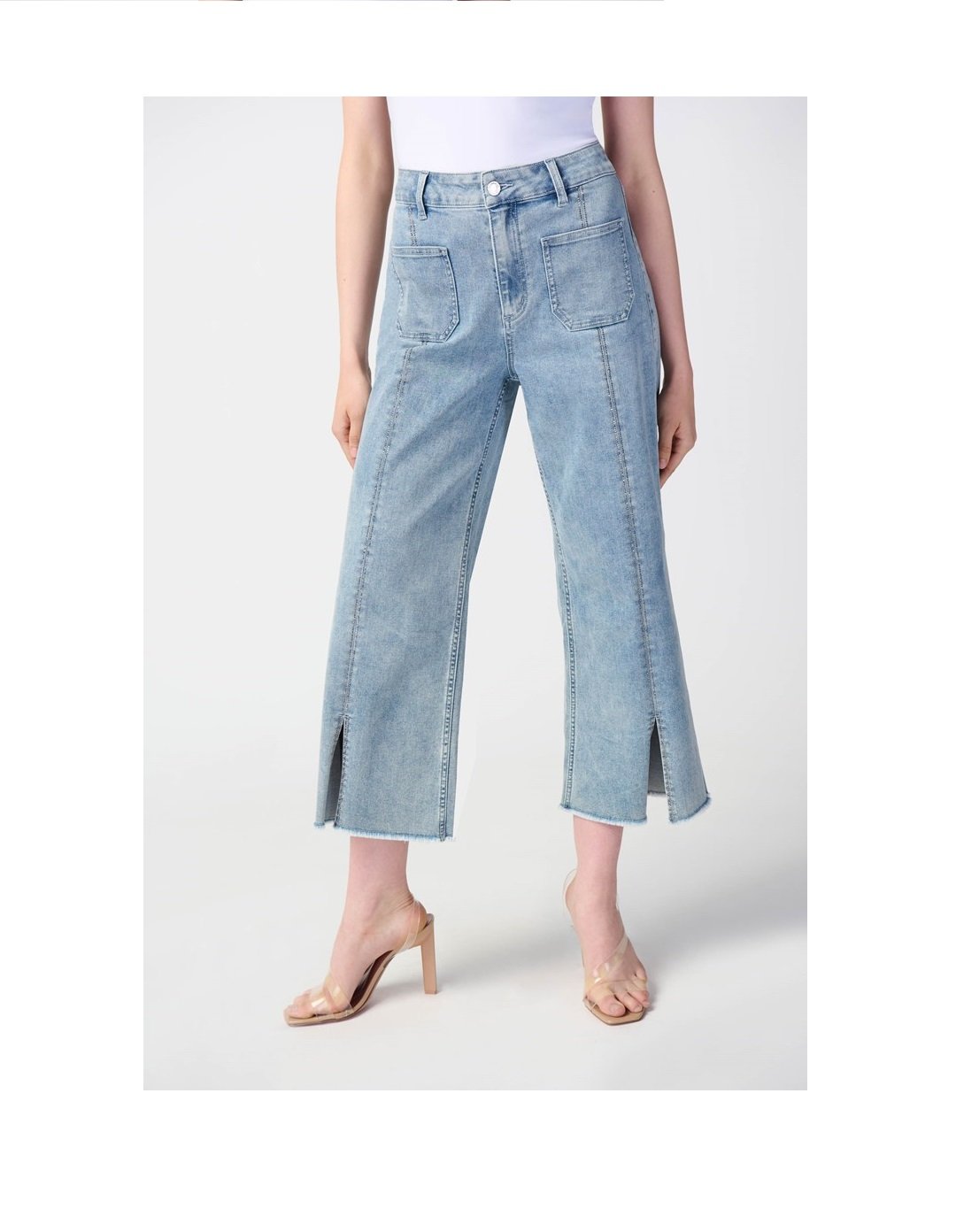 Culotte Jeans With Embellished Front Seam