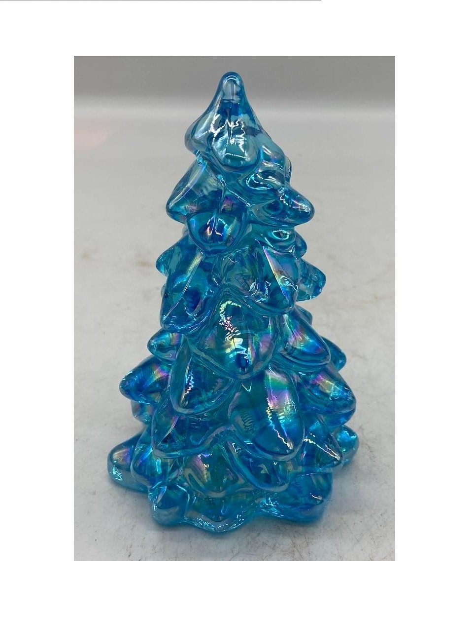 Glass Christmas Tree in Buffet Blue Luster