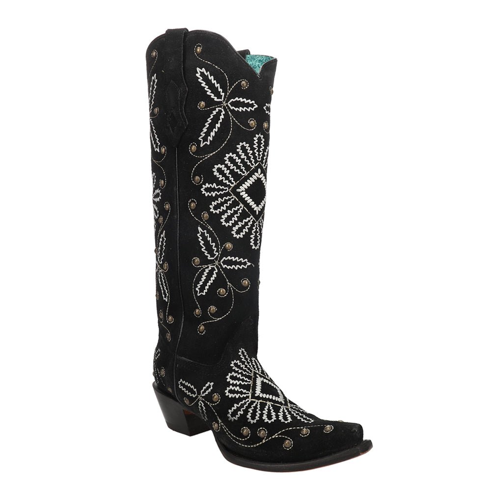 Luminescent Embroidered Studded Snip Toe Cowboy Boots