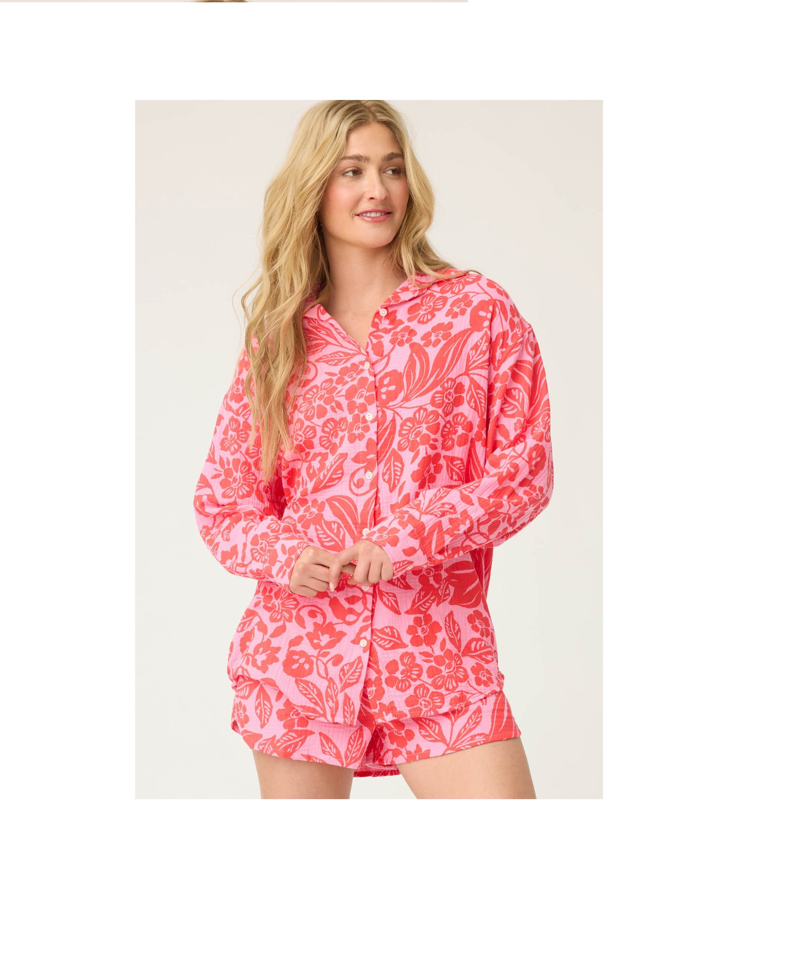 Bali Bay Floral Long Sleeve Button-Up Shirt
