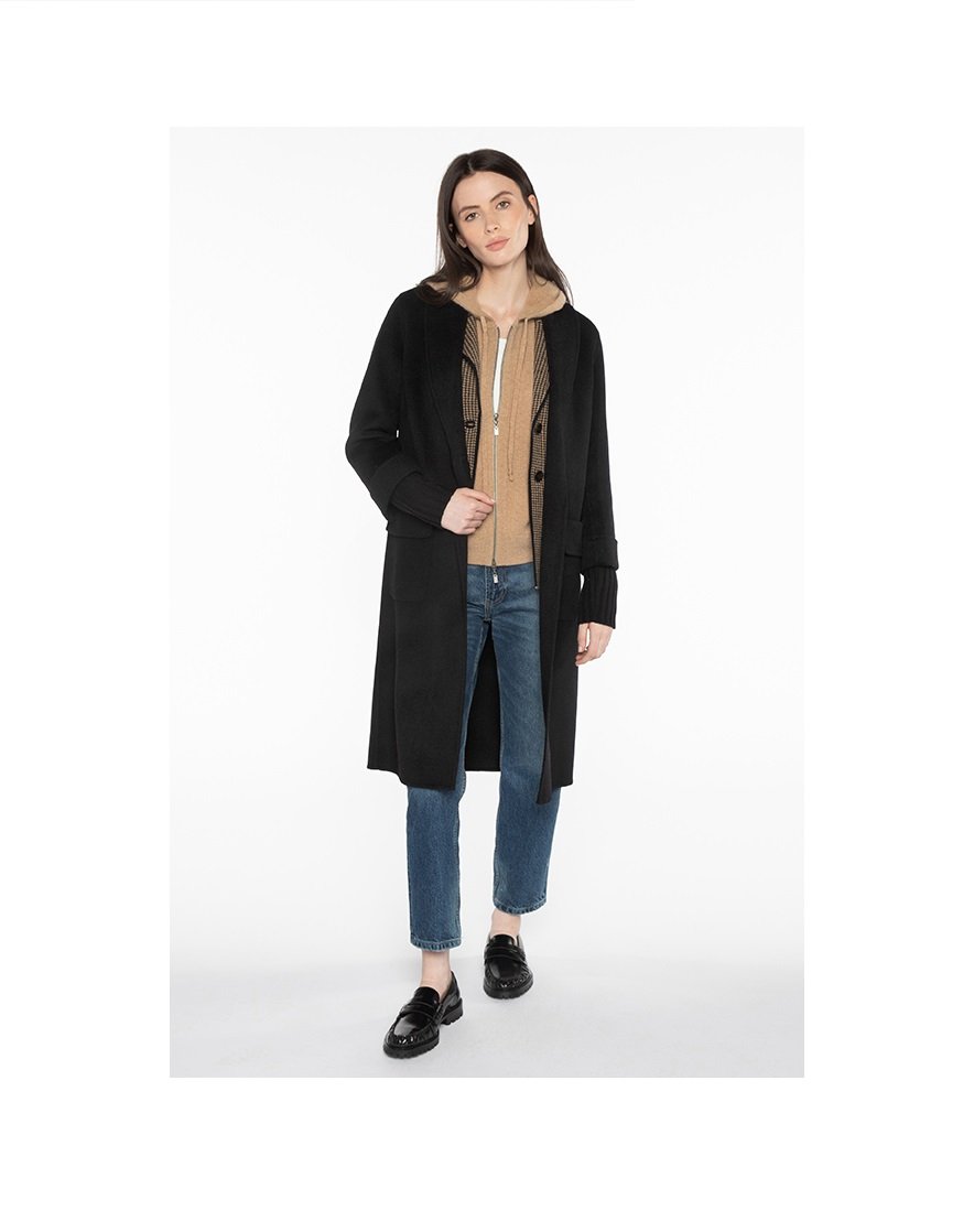 Shawl Collar Knit Trim Coat