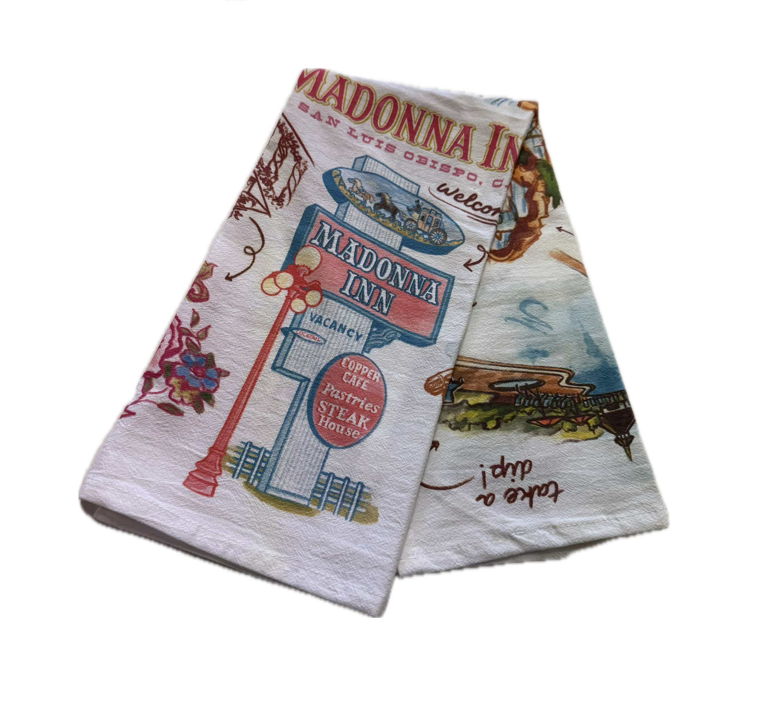 Madonna Inn Storytelling Flour Sack Tea Towel