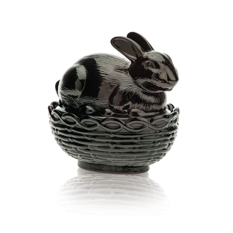 Covered Bunny Dish in Black