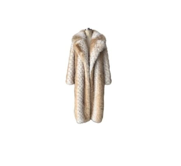 Bamboo Blend Faux Sable Fur Animal Print Coat