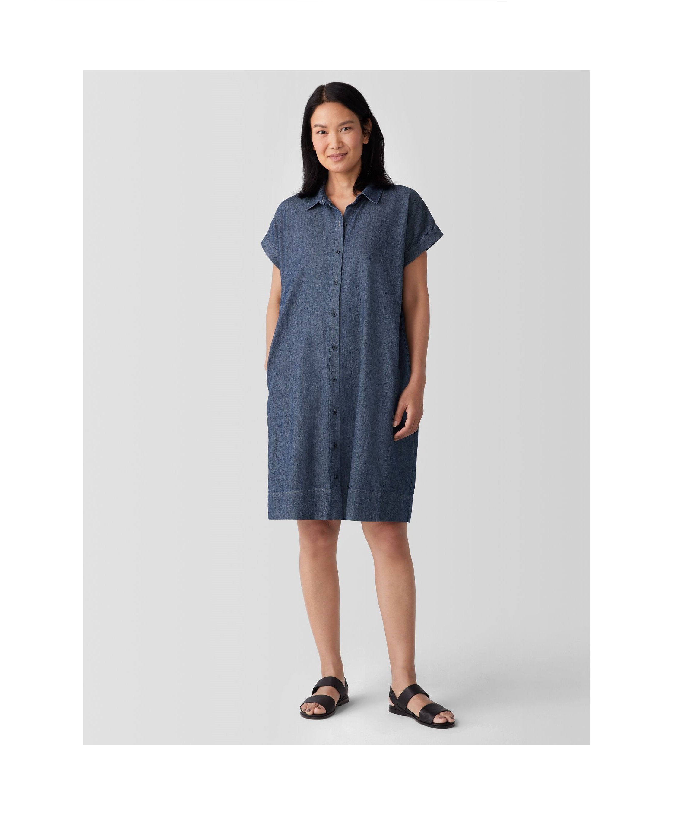 Airy Organic Cotton Twill Shirtdress